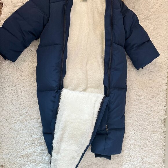 Mother's Babybear Infant Winter Snowsuit Parka Navy Fluffy Jacket Size 18-24 - Picture 5 of 11